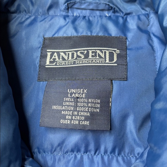 Lands' End Unisex Blue Goose Down Vest Size Large - Picture 2 of 6